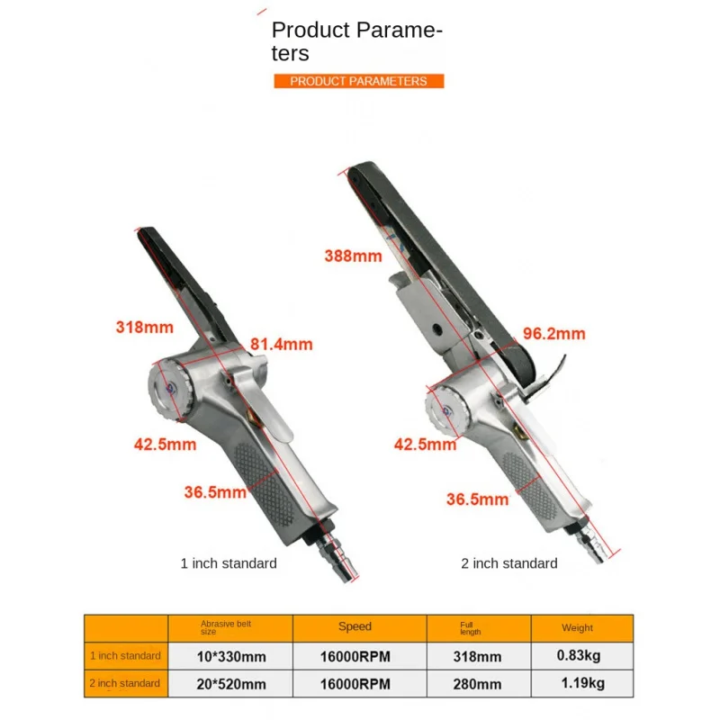 SUBAO 3/8 "محزام الهواء طاحونة زاوية الهواء آلة طحن مع أحزمة الرملي لضاغط الهواء الرملي مجموعة أدوات تعمل بالهواء المضغوط #6