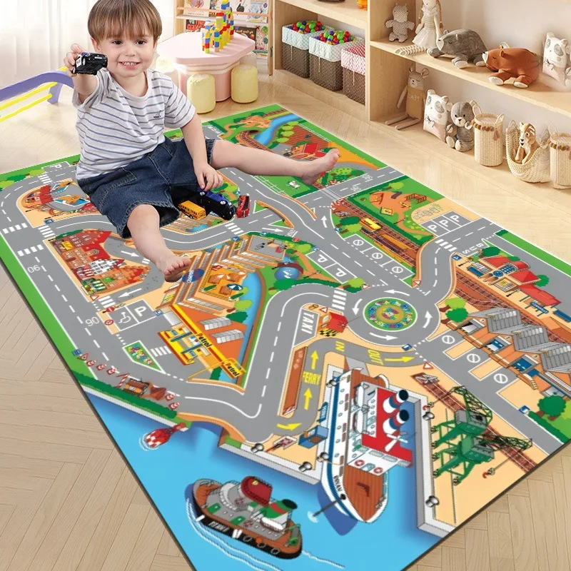 Children Toy Dream Carpet Non Slip Kids Game Crawling Mats Cartoon Road Traffic Educational Rugs Living Room Bedroom Floor Mat