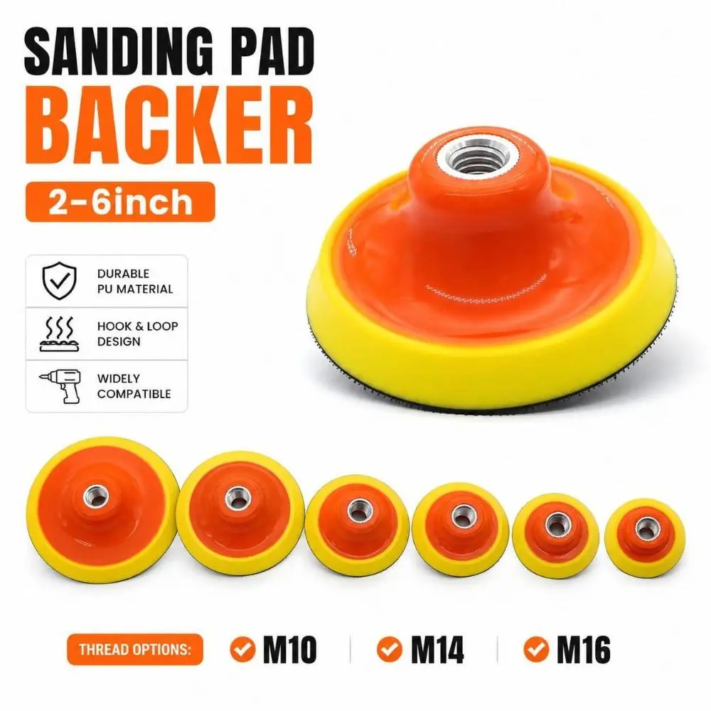 1Pcs 2-7 Inch Universal Backing Plate Plastic And Metal Hook And Loop Fastener Sanding Pad Backer M10 M14 M16 Thread
