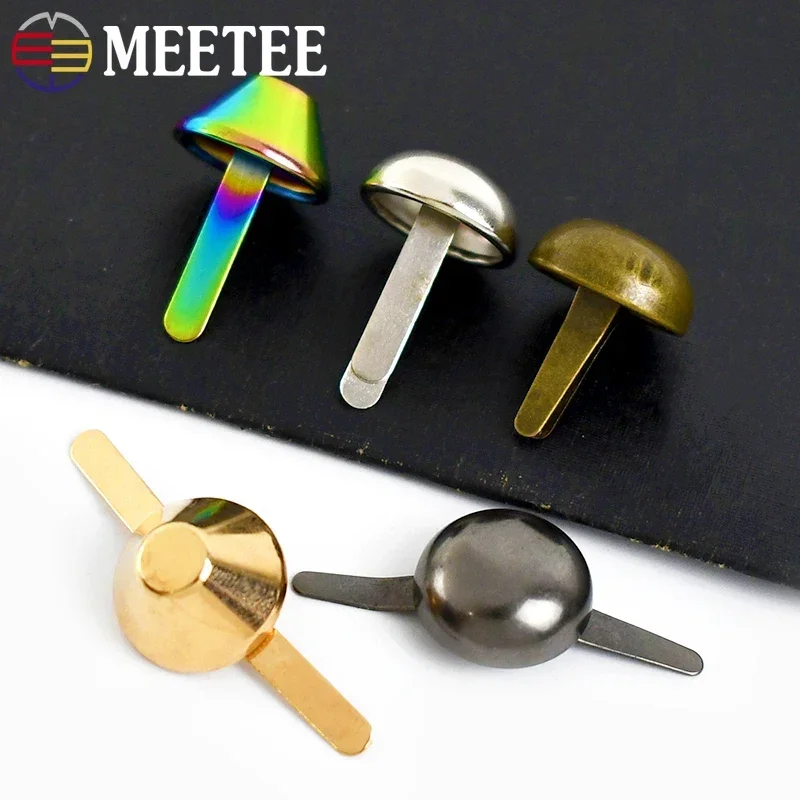 Meetee 50/100Pcs Metal Rivet Buckles 10/12/15mm Two-legged Nails Bag Handbag Leather Decorative Clasps DIY Hardware Accessories