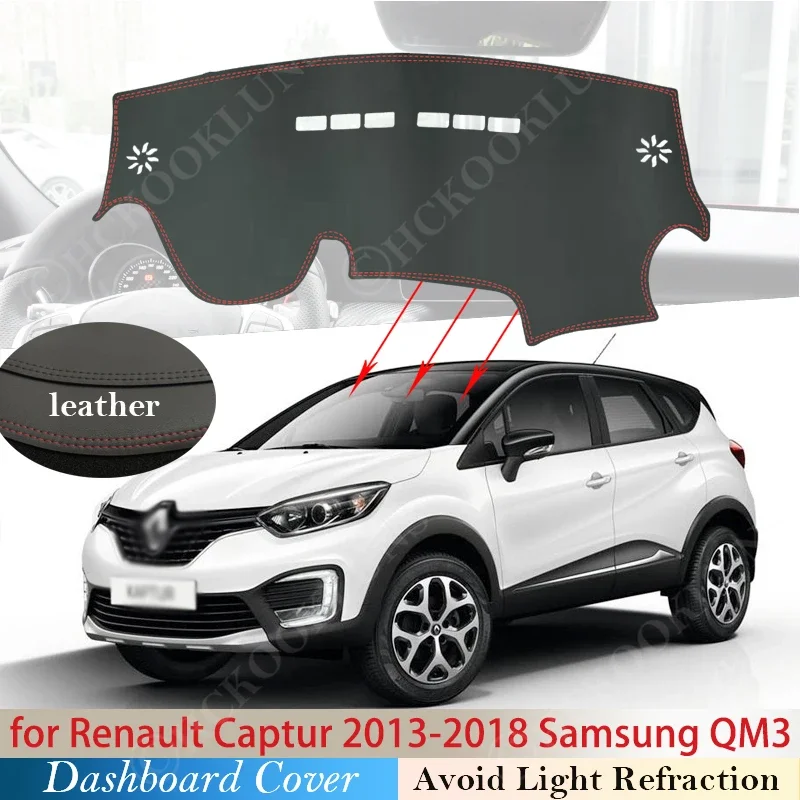 PU Leather for Renault Captur 2013~2018 Samsung QM3 Anti-Slip Mat Dashboard Cover Pad Sunshade Dashmat Car Accessories 2016 2017