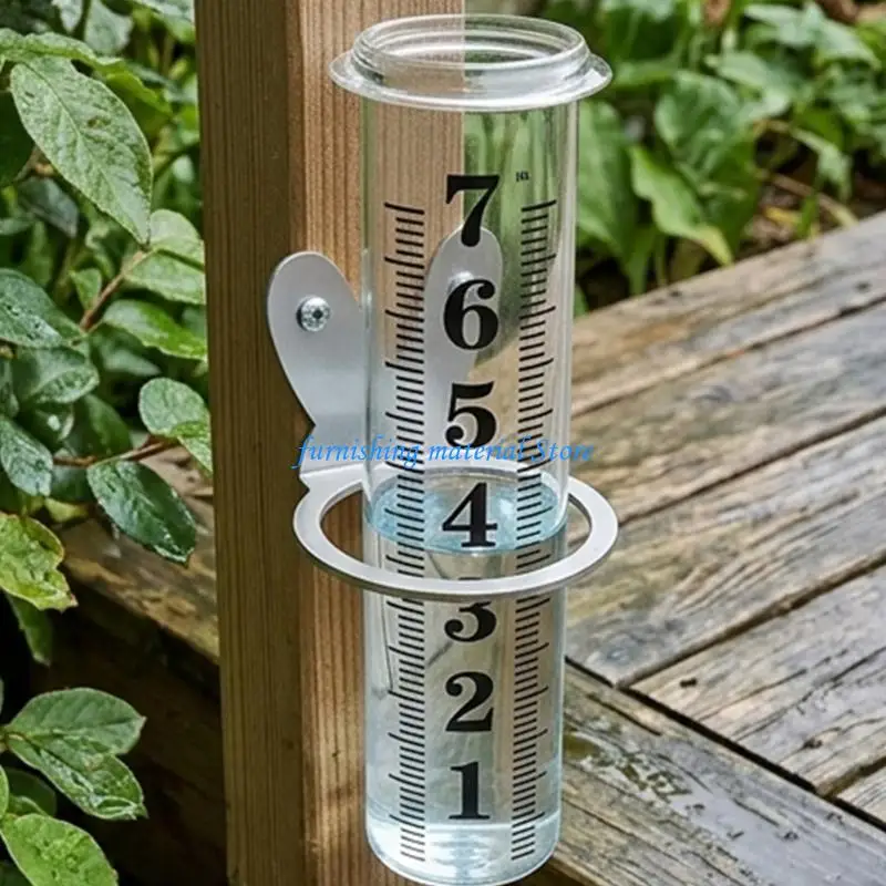 Y5GD Garden Rainwater Measuring Gauge with ABS Cup and Metal Mount for Fence Posts