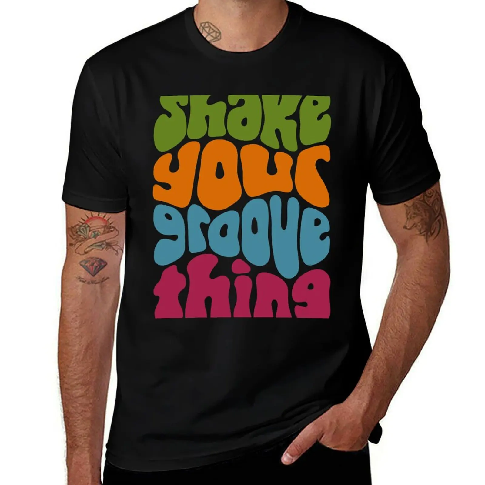 Shake Your Groove Thing Retro Word Art T-Shirt man t shirt cotton high quality T-Shirt
