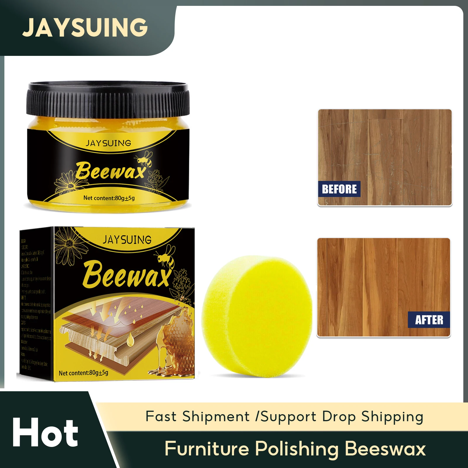 Wood Seasoning Beeswax Solid Wood Furniture Polishing Bee Wax Waterproof Wood Cleaner Wooden Furniture Care Maintenance Beeswax