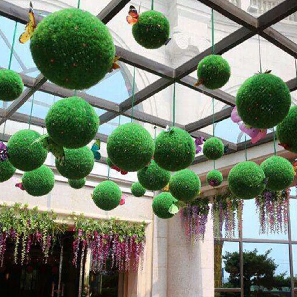 محاكاة بلاستيكية واقعية تترك كرة العشب في الأماكن المغلقة أو الهواء الطلق العشب الاصطناعي قبة الكرة النباتات محاكاة ترك كرة العشب #6