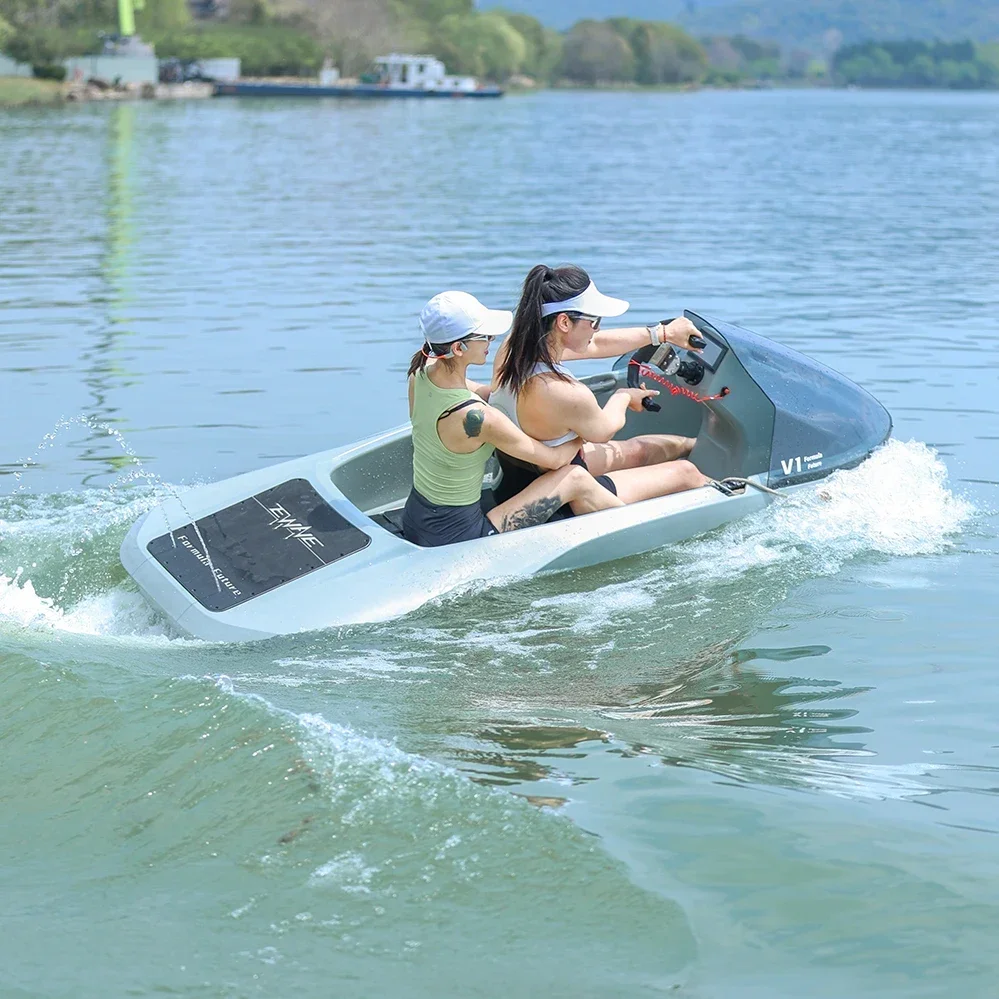 MooAVE-Mini bateau électrique, 48V, moteur sûr, lac E Surf, ponton à grande vitesse 2, pare-chocs pour adultes, kart à pédale, jet pour enfants