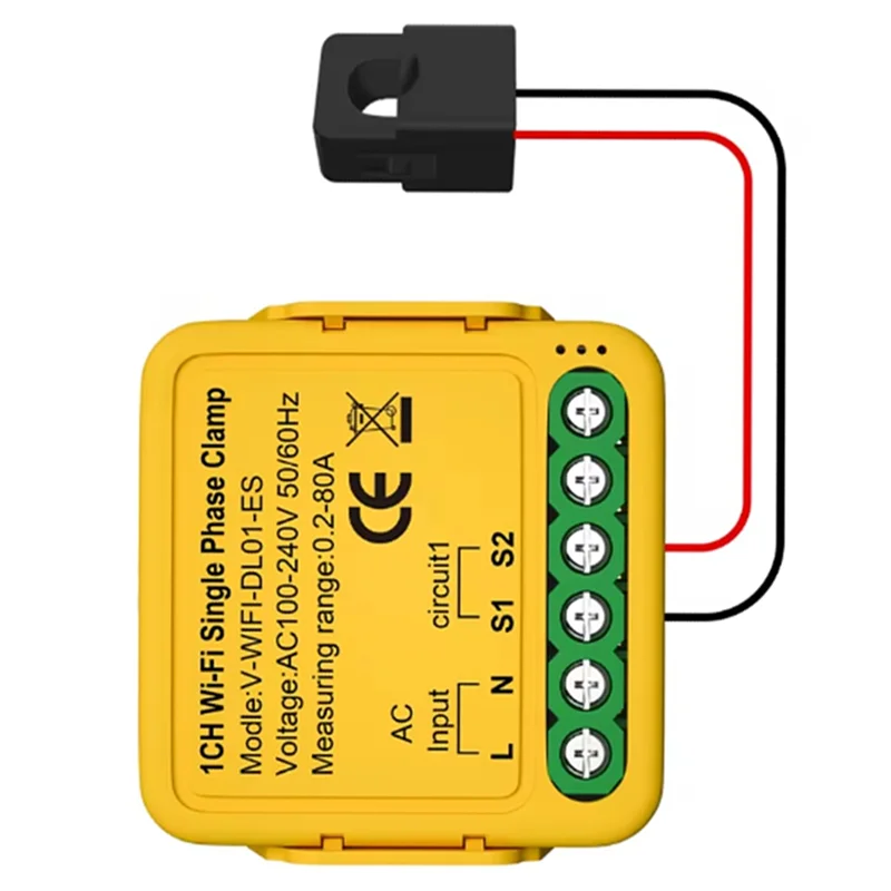 ABMF-Tuya Wifi スマートパワーメーター 80A エネルギーメーター電流変圧器センサークランプ付き KWH 電気照明モニター用
