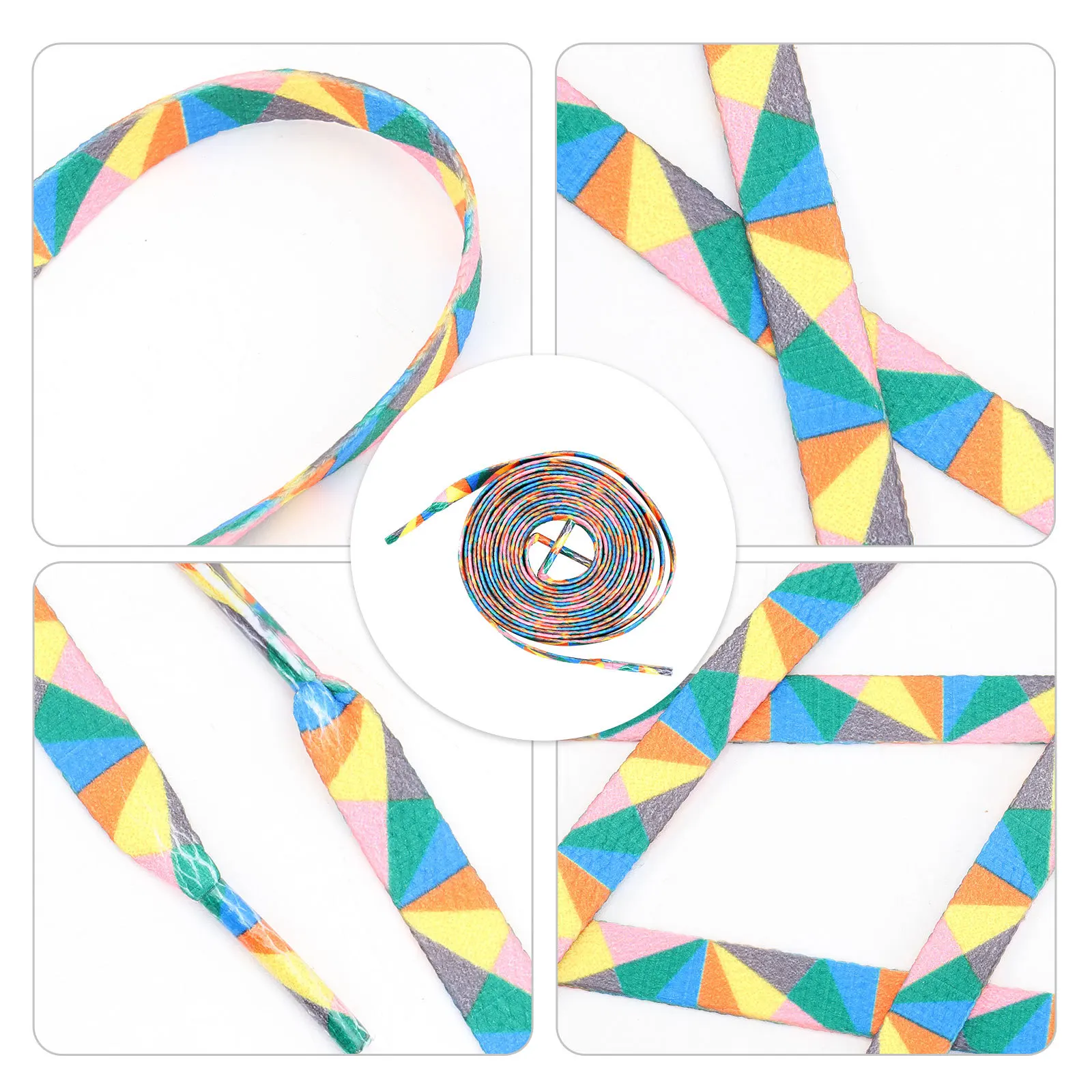 

1 Pair Colorful Flat Shoelaces Thickened Polyester Durable Elastic Sneaker Laces For Athletic Running Shoes Kids Adults Rainbow