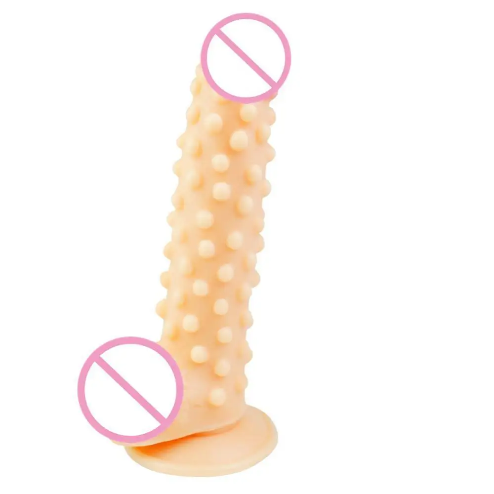 Soft Sex Toy Dildo Women Faux Penis with Bump Thorn Suction Cup Masturbation Sex Toy