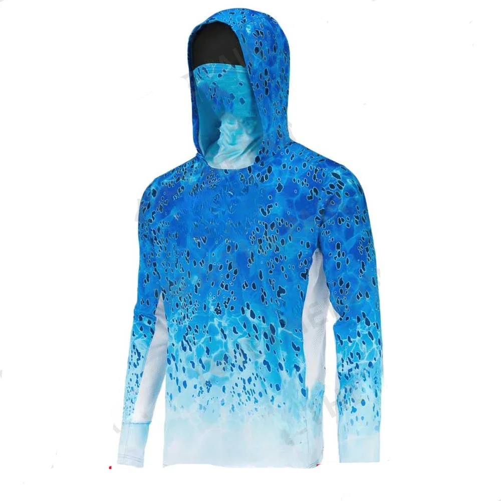 Kids Fishing Shirts Upf 50+ Long Sleeve Fishing Shirt With Mask Neck Gaiter Hoodie Keep Head Face Warm Outdoor Hiking Running - view 4