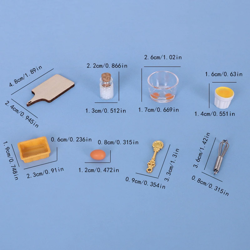 10Pcs 1/12 Dollhouse Simulation Egg Egg Beater Set Dollhouse Miniature Kitchen Decoration Toys Kit Dolls House Accessories