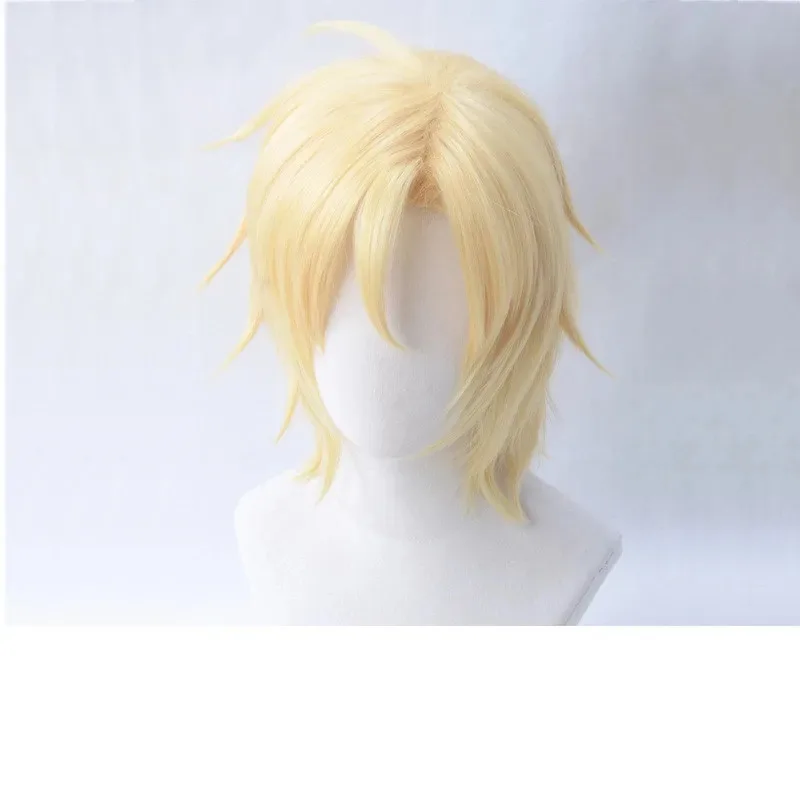 Banana Fish Ash Lynx Parrucche Cosplay Aslan Jade Callenreese Parrucca corta bionda Nuovo Anime Parrucca dorata Ragazzi resistenti al calore con cappuccio per parrucca