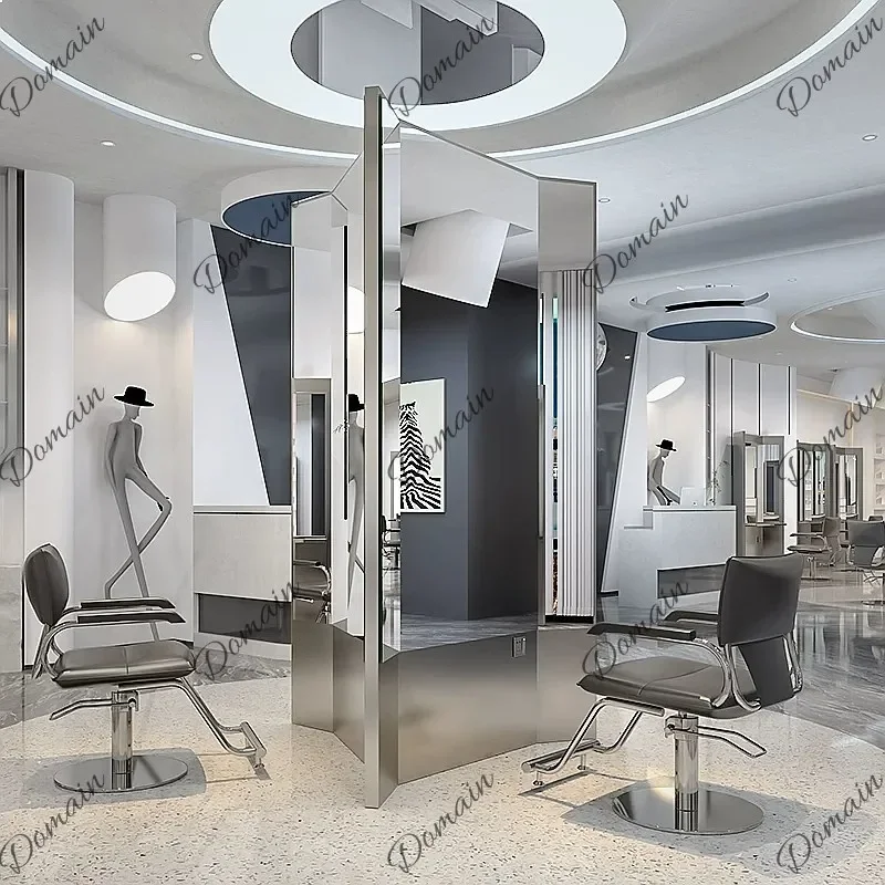 81 N Fashion Hair Salon Floor Mirror with LED Light for Dyeing Styling Barbershop Standing Mirror