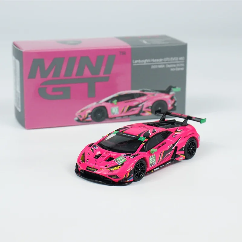 MINIGT 1:64 Modelo de Carro Lambor Huracan GT3 EVO2 # 83 Iron Dames IMSA 2023 Daytona 24 horas Veículo esportivo fundido em liga # 772