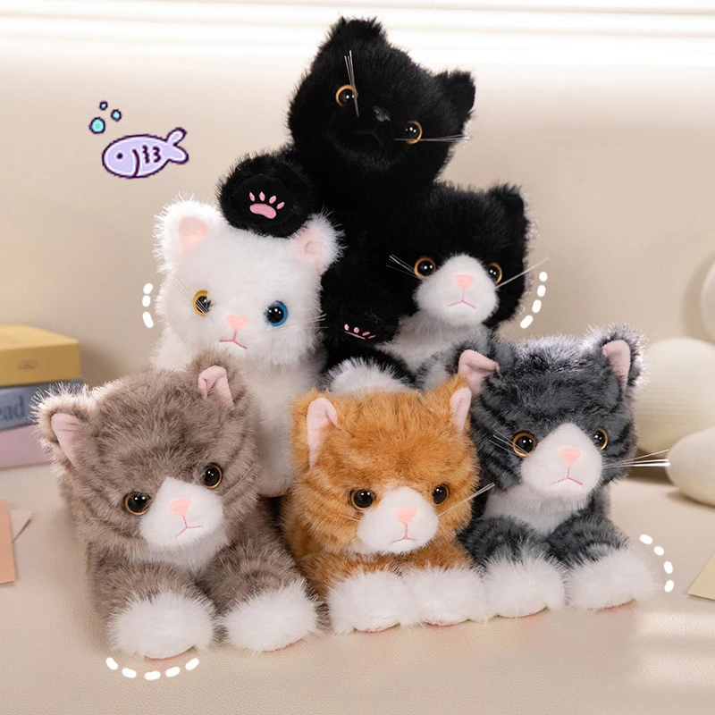 Cute Simulation Lying Kitten Plush Doll Lovely Stuffed Cat Toys Soft Simulated Animals Home Decoration Festival Birthday Gifts