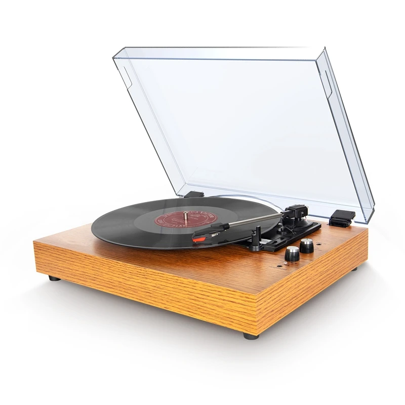 

Vinyl Record Player Vintage Jukebox Gramophone Built-In Dual Speakers Speaker Desktop With Acrylic Dust Cover US Plug