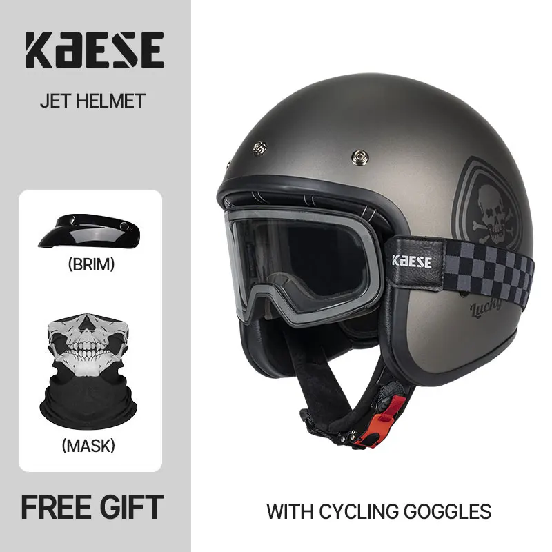 

Motorcycle Helmet Gray Silver Open Face Retro Scooter Riding 3/4 Jet with Magnetic Photochromic Lenses Casco Moto Capacete