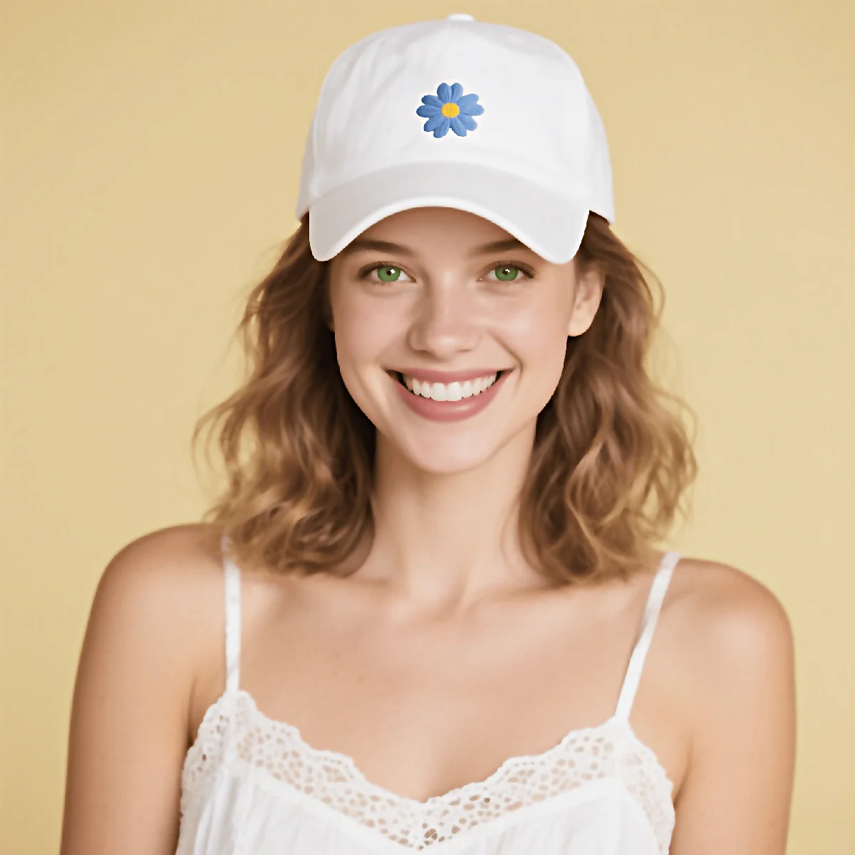 

Unisex Ocean Fantasy Blue Flower Cotton Cap - Adjustable Summer Sun Cap with All-Season Outdoor Dreamy Embroidery