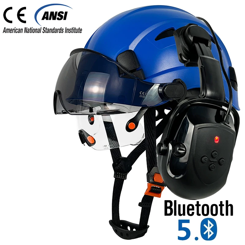 Imagem -04 - Construção Capacete de Segurança com Bluetooth 5.0 Redução de Ruído para Engenheiro Abs Hardhat com Viseiras Chapéu Industrial Ansi