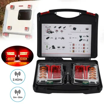 1 conjunto magnético sem fio led caminhão luz da cauda reboque luz traseira sinal de aviso lâmpada freio reboque caravana campista caminhão rv barco