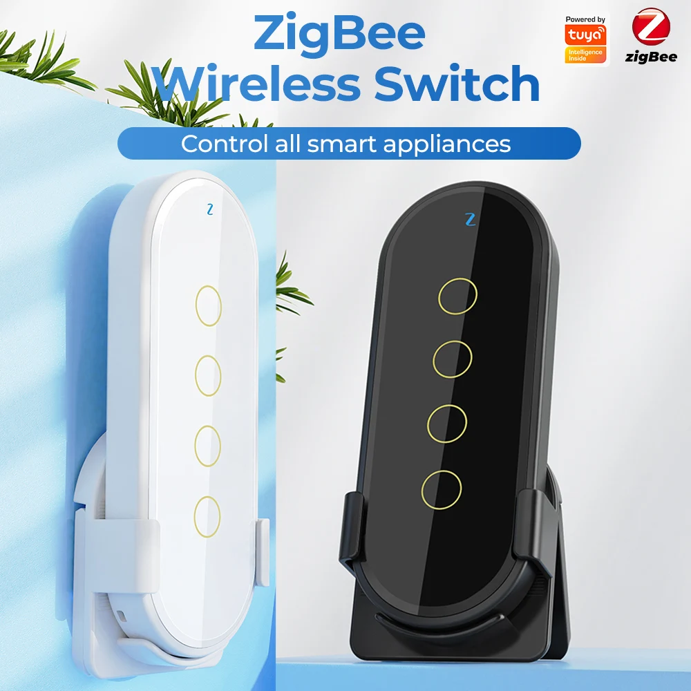 

Tuya ZigBee Smart Light Switch Touch Tempered Glass Switch 4 Gang Scene Switch Smart Life App Remote Control Wireless Switch