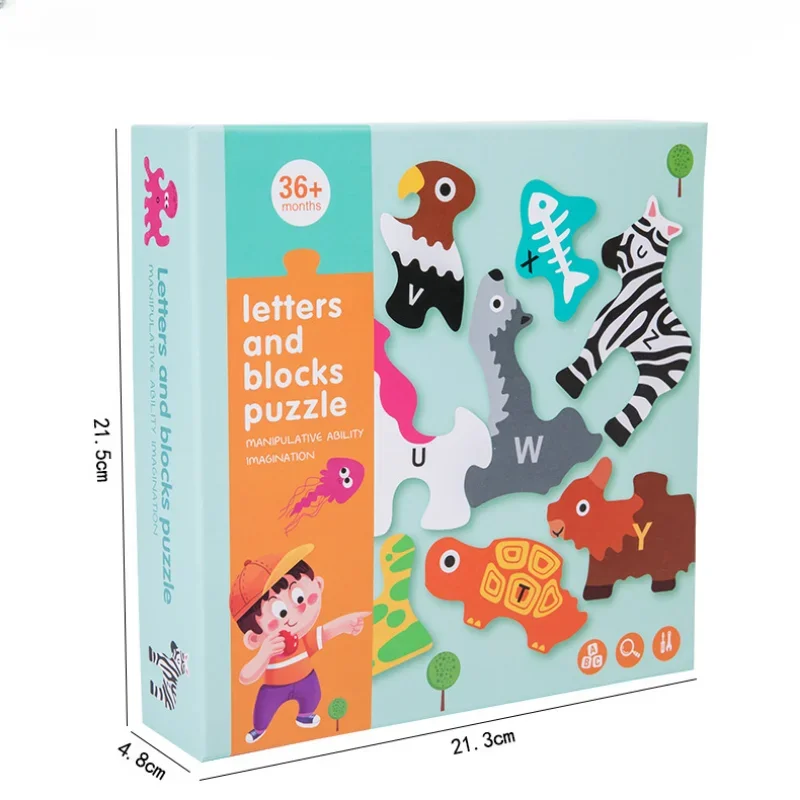 Puzzle in legno per animali Montessori Giochi 3D per cartoni animati per bambini Giocattoli educativi per l'apprendimento precoce per bambini