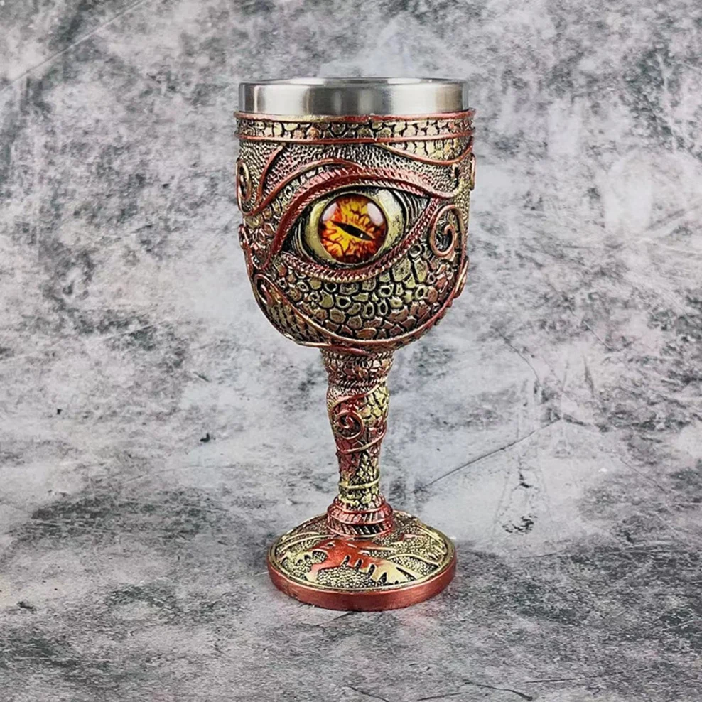 1pc, Creative Dragon Eye goblet, Retro european style Resin stainless steel wineglass, Dragon Warrior decorative wine glass