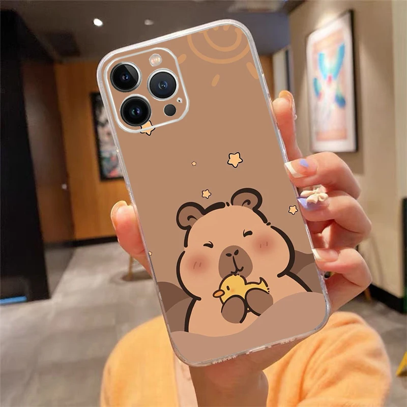 

Cartoon capybara Phone Case Carcasa Funda For iPhone 17 Pro Max Air 16 15 14 13 Pro Max 15 16 Pro 15Plus Case