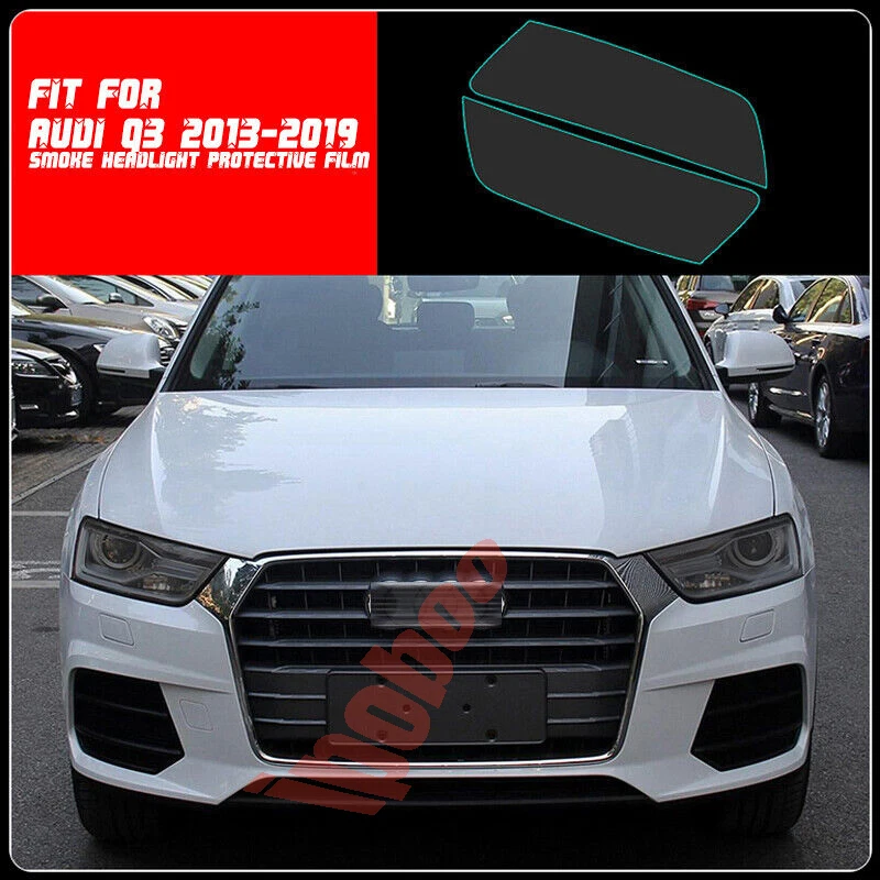 

Car LH+RH Smoke TPU Headlights Protective Precut Film Sticker Cover Trim For Audi Q3 2013-2019