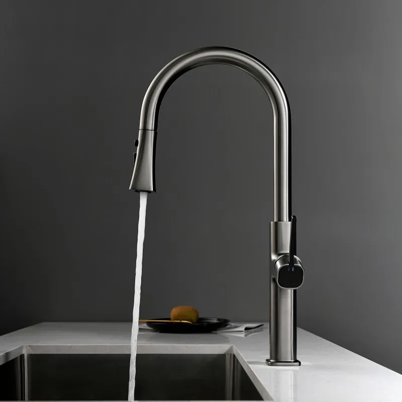 Gunmetal kitchen faucet with brushhead Brass kitchen mixer hot and cold Kitchen water tap Pull out kitchen Faucets