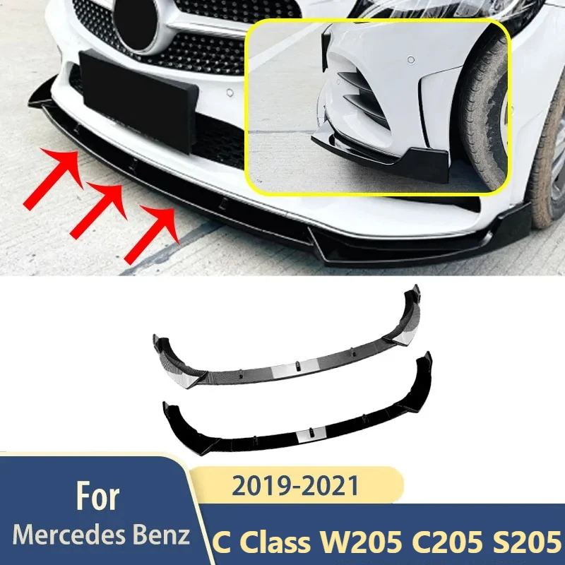 

Front Bumper Lip Splitter Accessories For Mercedes C Class W205 C205 S205 AMG 2019 2020 2021 Car Exterior Diffuser Body Kits