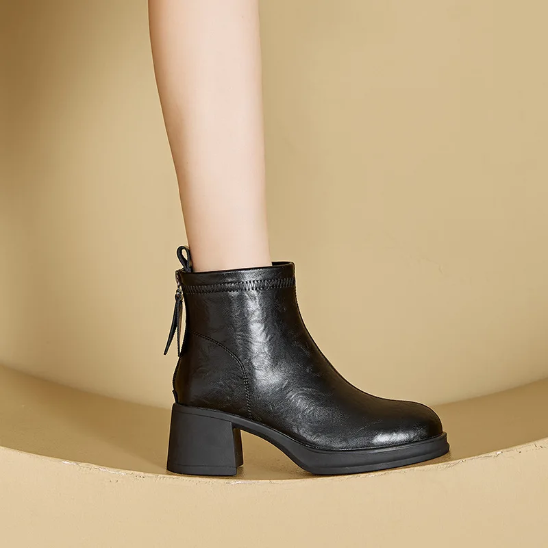 

Женские короткие сапоги из натуральной кожи на осень и зиму 2022, корейская версия, короткие сапоги для женщин, повседневные женские сапоги