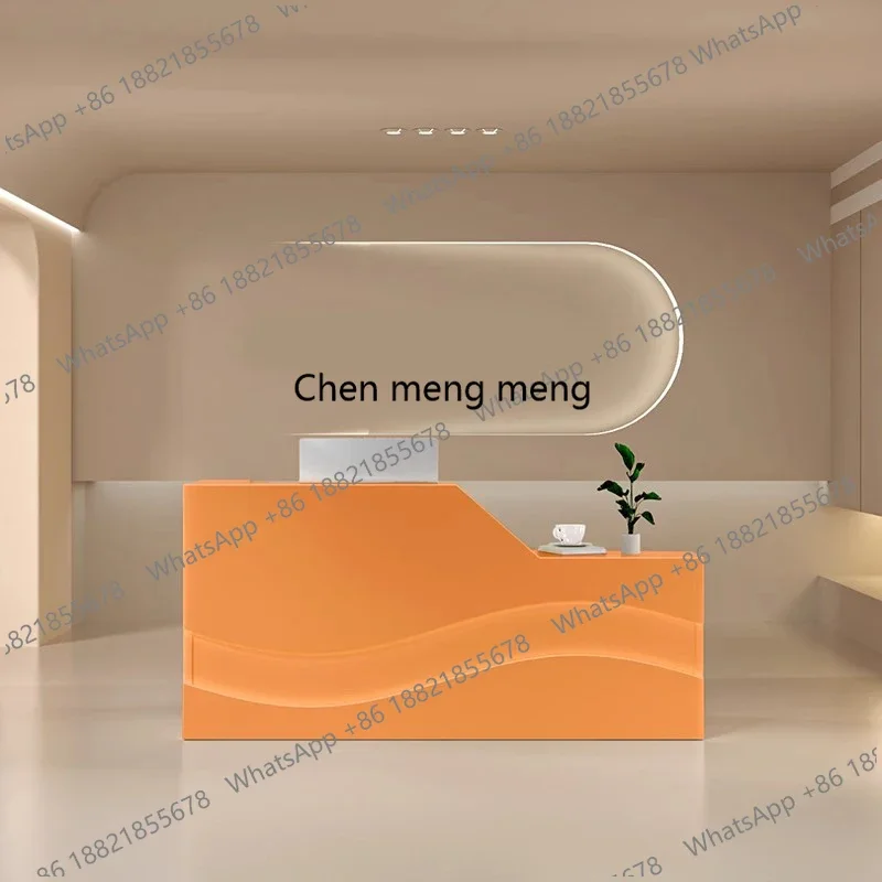 

Z10Beauty Salon Reception Desks Simple Design Small Wood Reception Desks Minimalist Aesthetic Mostrador Commercial