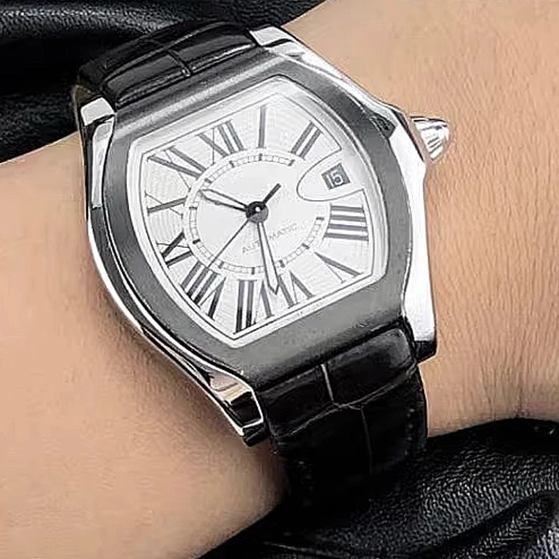 Correa de reloj de cuero de liberación rápida de 19 y 20mm para correa Cartier Roadster W6206017, pulsera con patrón de cocodrilo para hombres y mujeres, cierre plegable