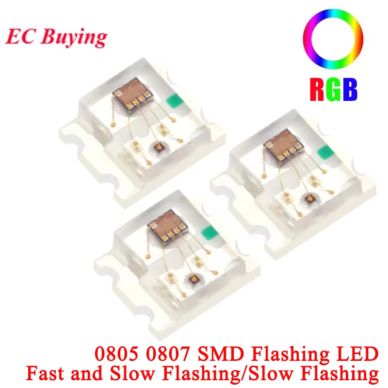 100Pcs/5pcs Flashing LED SMD Diode 0805 RGB Diodo flash Alto Brilho Diod 0807 RGB Flash LED Color Fast Flash Slow Flash
