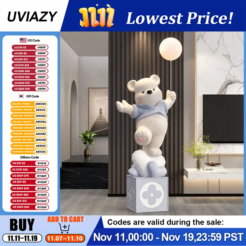 الفاخرة الراتنج الكرتون الدب تمثال الدائمة الحلي أرضية كبيرة النحت لغرفة المعيشة مدخل ديكور المنزل الطابق تمثال #1