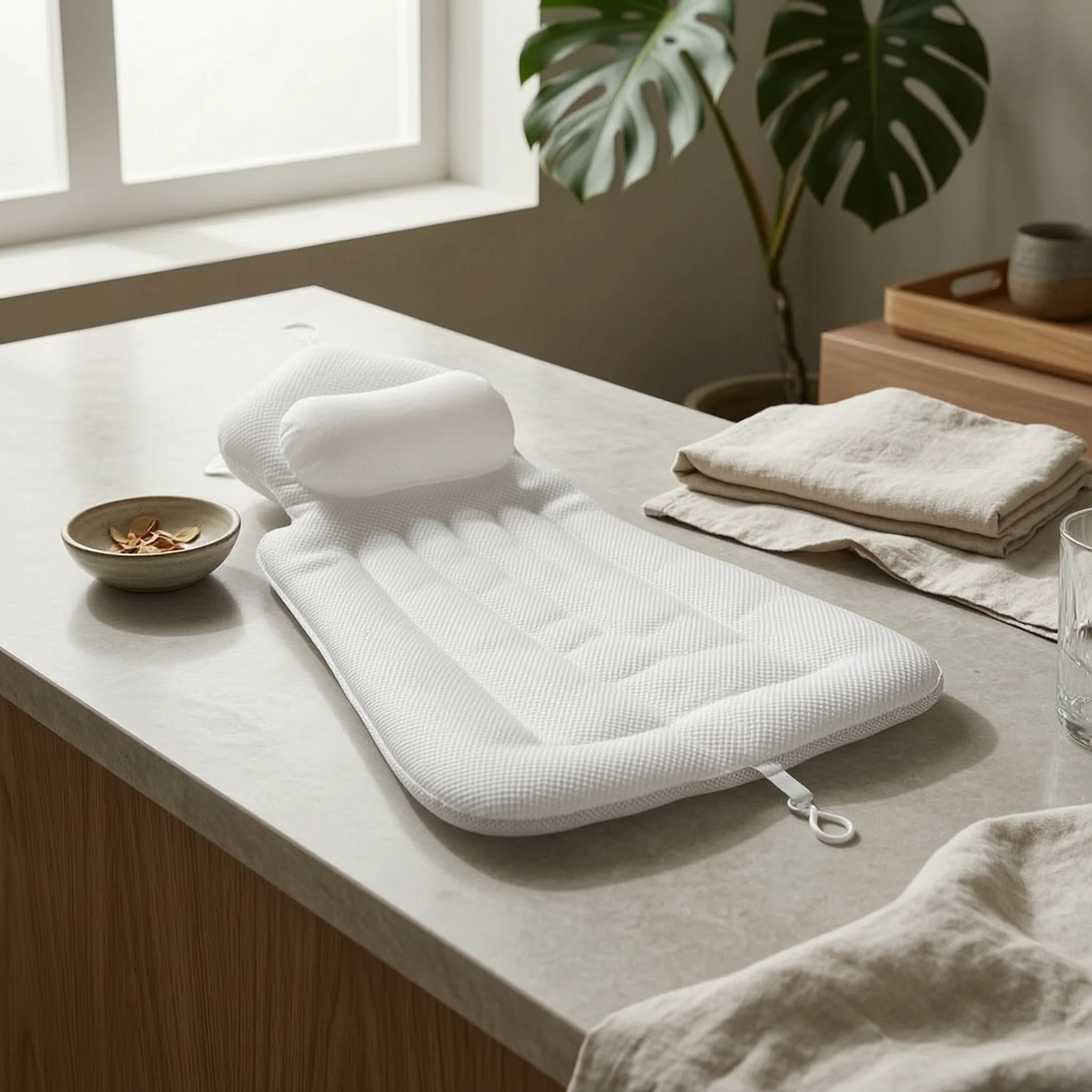 Bathtub Reclining Cushion Contoured Full Body Bath Pillow Spa Bath Pillow Mesh Bathroom Accessory Textured