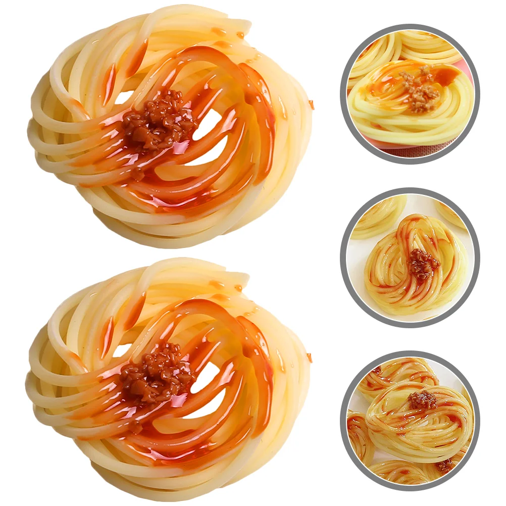 2 Pcs Cake Pasta with Artificial Sauce Child Gnocchi Kids Pvc Shop Spaghetti Decors