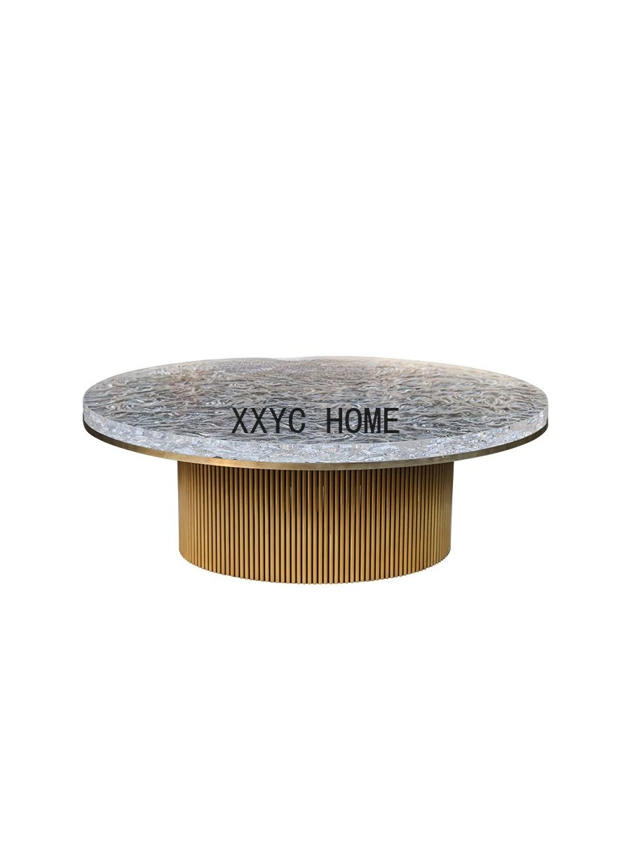 Modern Tea Table Living Room Home Tea Table round Transparent Resin Acrylic Water Ripple Tea Table