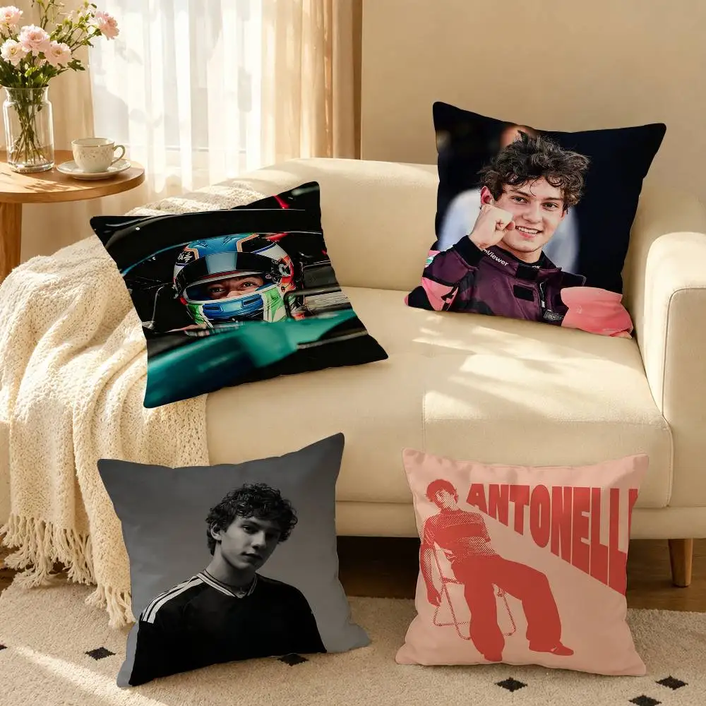 Racing Driver Kimi Antonelli  Square Double-Sided printed Pillow Case Bedroom Bedside Pillow Sofa Cushion Cover