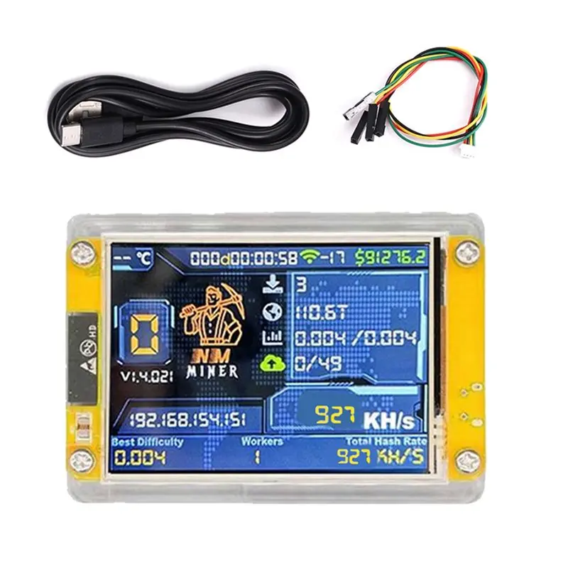 A84E-Big Display 3.5 Inch 930KH/S Bitcoin Crypto Solo Lottery Miner Upgraded Harshrate Nerdminer Nerdminer Nmminer Bitcoin Miner