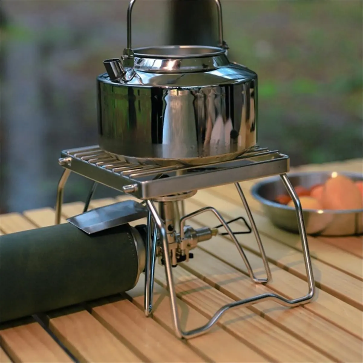 newA10R Propane Camping Stove - Portable Outdoor Grill Stand with Foldable Shelf