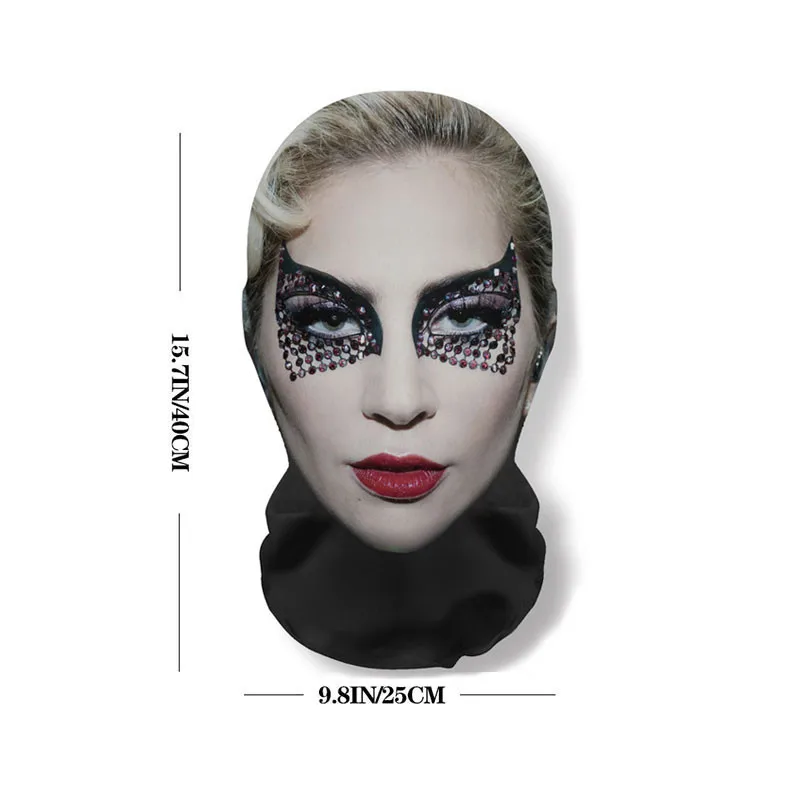 Funny 3D Printed Mask Lady Gaga Cosplay Full Face Elastic Mesh Breathable Balaclava Headcover Pop Singer Fan Props