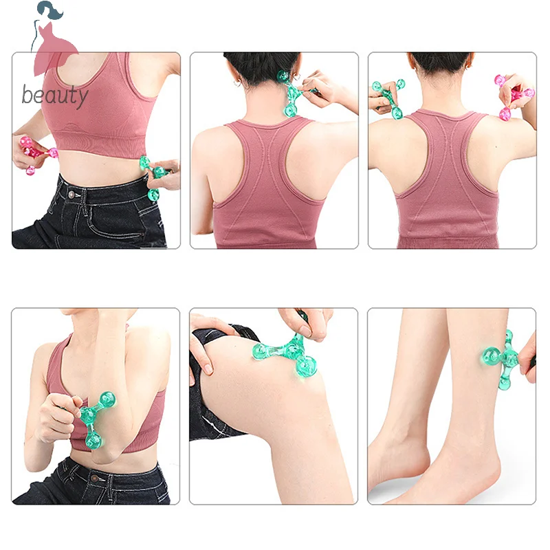 Manual Crystal Small Shoulder Neck Back Plantar Point Massage Handheld Roller Massage Cylindrical Ball