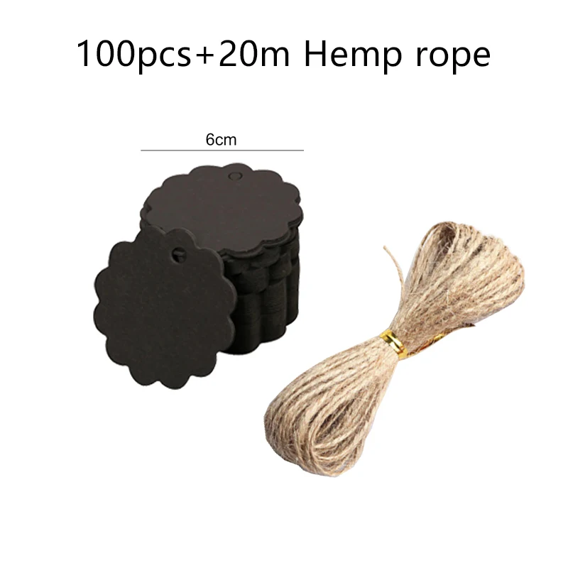 50/100 Stück leere Hängeetiketten aus Kraftpapier mit Löchern aus Hanfseil, verstellbare Seillänge, handgeschriebene Karte, Party-Geschenke, Etiketten TMZ – Detail 28