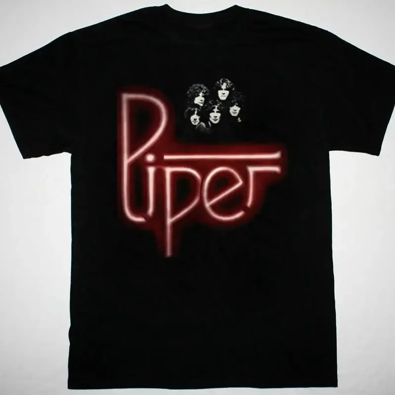Camiseta negra Piper Self Titled con diseño de Billy Squier S 5Xl 2F73