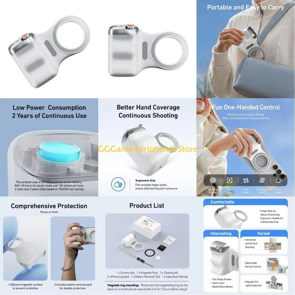 

U55B Grip Holder for Smartphone Upgraded Phone Camera Grip With Remote Shutter Handheld Tripod Mount Photography