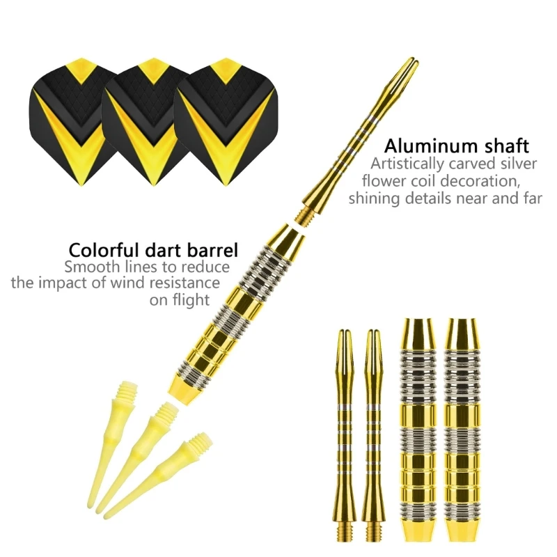 3Pcs/pack 21g Soft Tip Darts Sets Standard PET Flight, Aluminum Darts Shafts Plastic Tip with Storage Box for Beginners