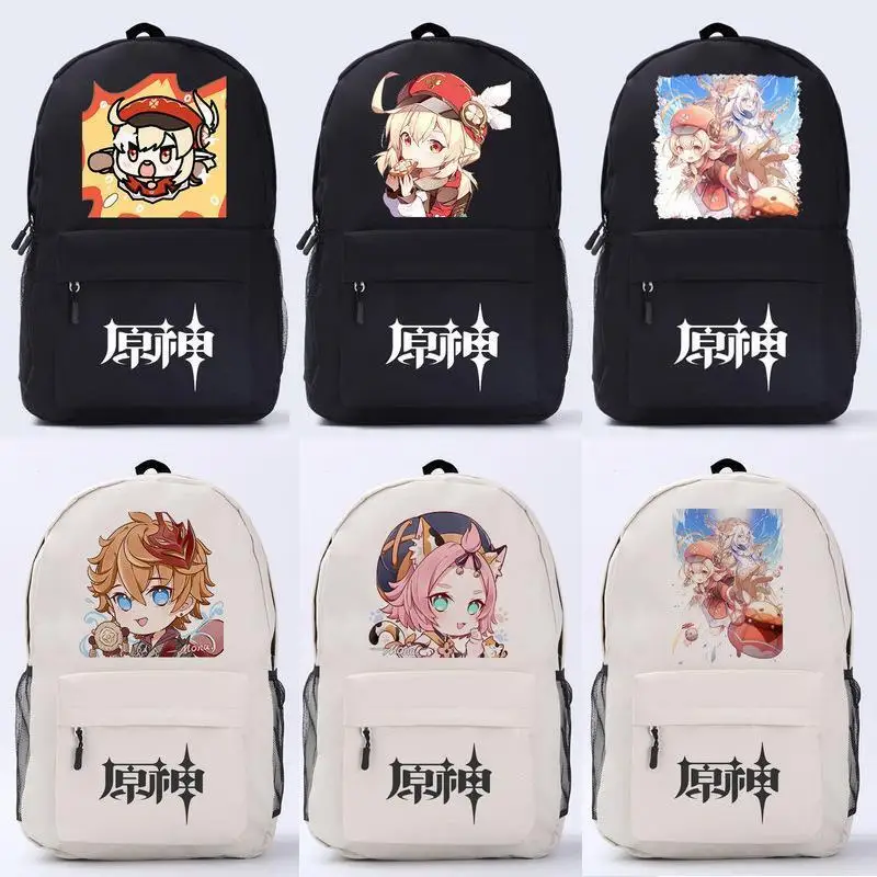 

Genshin Impact Anime Game Merchandise Paimon Klee Qiqi 2D Student Travel Backpack Double Shoulder