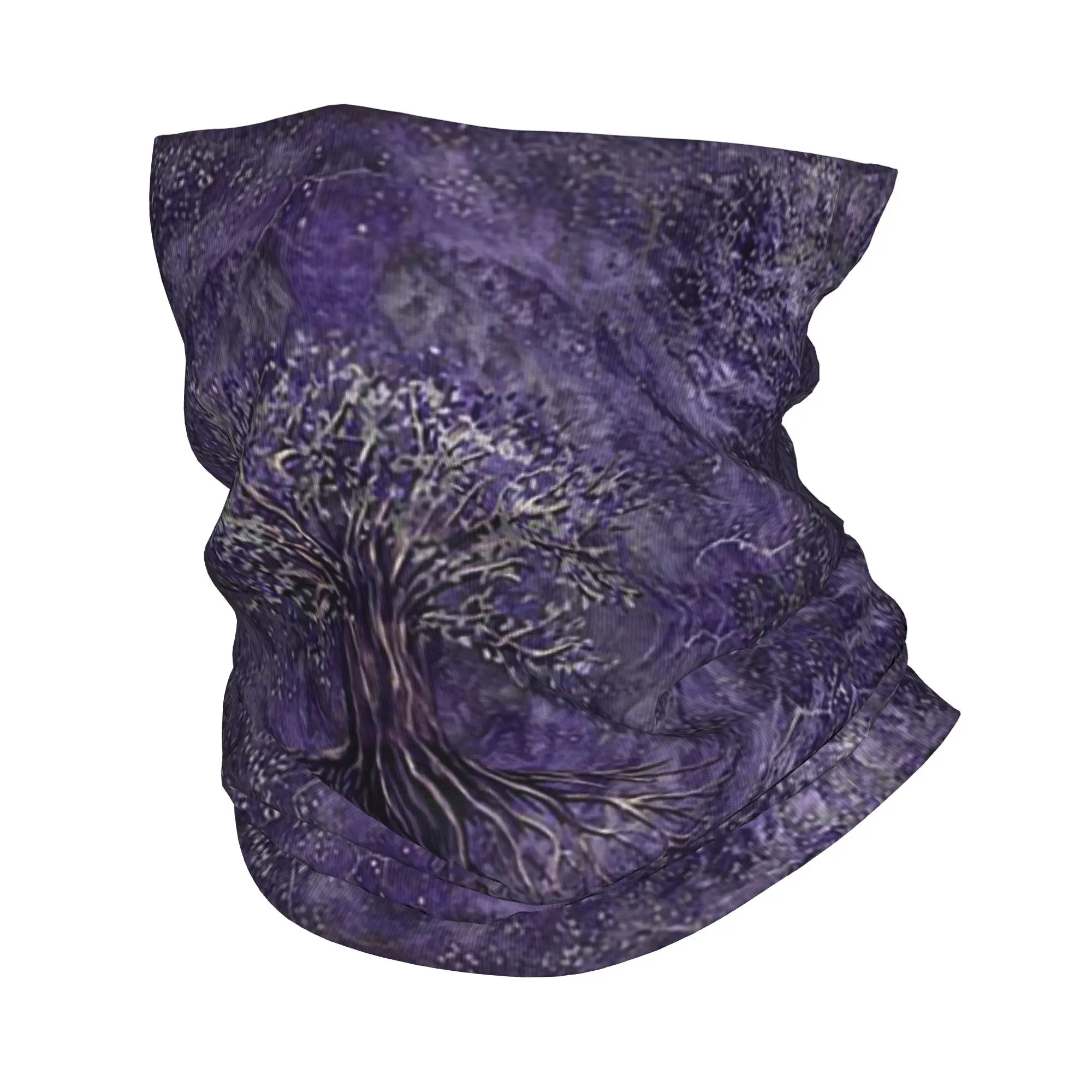 Tree of life Yggdrasil Amethyst and silver Bandana Neck Cover Printed Wrap Scarf Balaclava Hiking Fishing For Men Women Winter